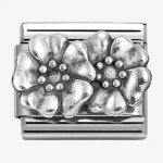 Nomination Silver Oxidised 2 Silver Flowers Charm
