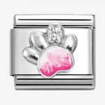 Nomination Silver CZ Pink Paw Charm