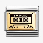 Nomination Gold I Love Music Cassette Tape Charm