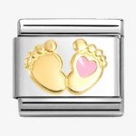 Nomination 18ct Gold Pink Baby Feet Charm
