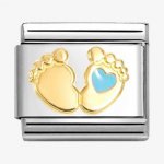 Nomination 18ct Gold Blue Baby Feet Charm