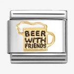 Nomination 18ct Gold Beer With Friends Charm