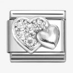 Nomination Silver CZ Double Heart Charm