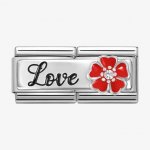 Nomination Double Silver CZ Red Flower Love Charm