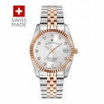 Jacques du Manoir | Swiss-made Ladies Inspiration Silver & Rose Gold Plated Bracelet Watch