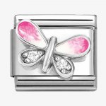 Nomination Silver CZ Pink Butterfly Charm