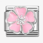 Nomination Silver White CZ & Pink Flower Charm