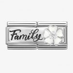 Nomination Double Silver CZ White Flower Family Charm