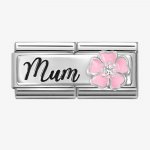 Nomination Double Silver CZ Pink Flower Mum Charm