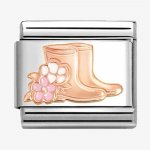 Nomination 9ct Rose Gold & Enamel Wellies with Flowers Charm