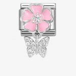 Nomination CLASSIC Pink Flower Butterfly Dropper Charm