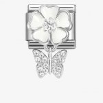 Nomination CLASSIC White Flower Butterfly Dropper Charm