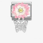 Nomination CLASSIC Pink & White Flower Butterfly Dropper Charm