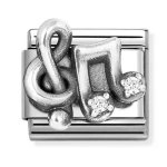 Nomination Silver Treble Clef Music white CZ Charm