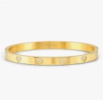 Nomination Pretty Bangles Gold plated & White Hearts CZ Bangle