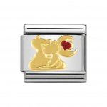 Nomination 18ct Gold & Enamel Cats with Heart Charm
