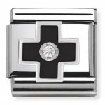 Nomination Silver Shine Cubic zirconia Black Cross Classic Charm