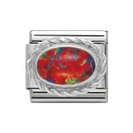 Nomination Silver set Red Opal Oval Charm.