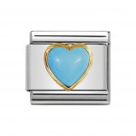 Nomination Classic Turquoise Heart Charm 18ct Gold.