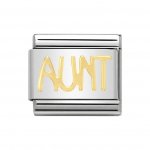 Nomination Stainless Steel, 18ct Gold Aunt writings Charm.