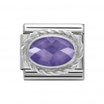 Nomination Silver Oval shaped Violet Faceted CZ Charm