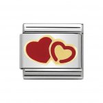 Nomination 18ct & Enamel Double red Hearts Charm.