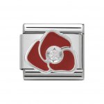 Red Rose Nomination Silver Shine CZ Charm