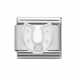 White Horseshoe Nomination Silver CZ Classic Charm