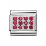 Nomination Silver Cubic zirconia Red Rectangualr Pave Classic Charm.