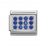 Nomination Silver Shine Cubic zirconia Blue Rectangualr Pave Classic Charm