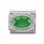 Nomination Silver Oval shaped Emerald Green Faceted CZ Charm