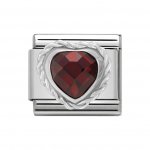 Nomination Silver Red Heart Faceted CZ Charm