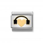 Nomination Enamel & 18ct Heart with Headsets Charm.