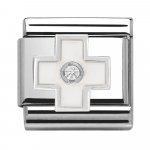 Nomination Silver Shine Cubic zirconia White Cross Classic Charm