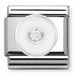 White Circle Nomination Silver Shine Cubic Zirconia & enamel Classic Charm