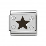 Black Star Nomination Silver Cubic Zirconia Classic Charm