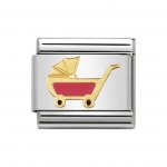Nomination 18ct & Enamel Pink Baby Carriage Charm.