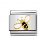 Nomination Black & White Bee Charm in 18ct Gold.