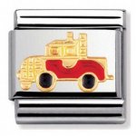 Nomination 18ct & Enamel Firefighter Truck Charm.