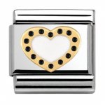 Nomination 18ct White Heart with Black Dots Charm.