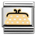 Nomination Stainless Steel, Enamel & 18ct Bag White Dots Madame Monsieur Charm.