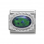 Nomination Silver set Green Opal Oval Charm.