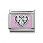 Pink Heart Nomination Silver Cubic Zirconia Classic Charm