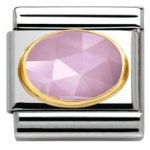 Nomination Stainless Steel & 18CT Oval shaped Lilac Pink Jade Charm