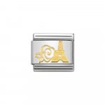 Nomination Stainless Steel & 18ct Eiffel Tower Rose Versailles Charm.