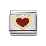 Nomination Enamel & 18ct Red Heart with White Dots Charm.