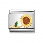 Nomination Classic Sunflower with Stem Charm 18ct Gold & Enamel.