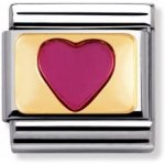 Nomination Enamel & 18ct Gold Pink Heart Charm.