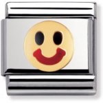 Nomination Stainless Steel, Enamel & 18ct Smile Charm.