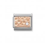 Nomination 9ct Rose Gold CZ set Bubbles Plate Charm.